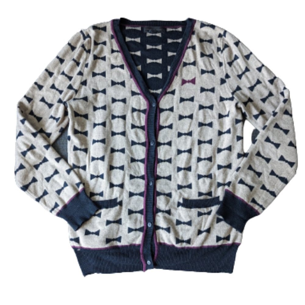 Corey Lynn Calter Neutral Bow Cashmere Cardigan Sweater